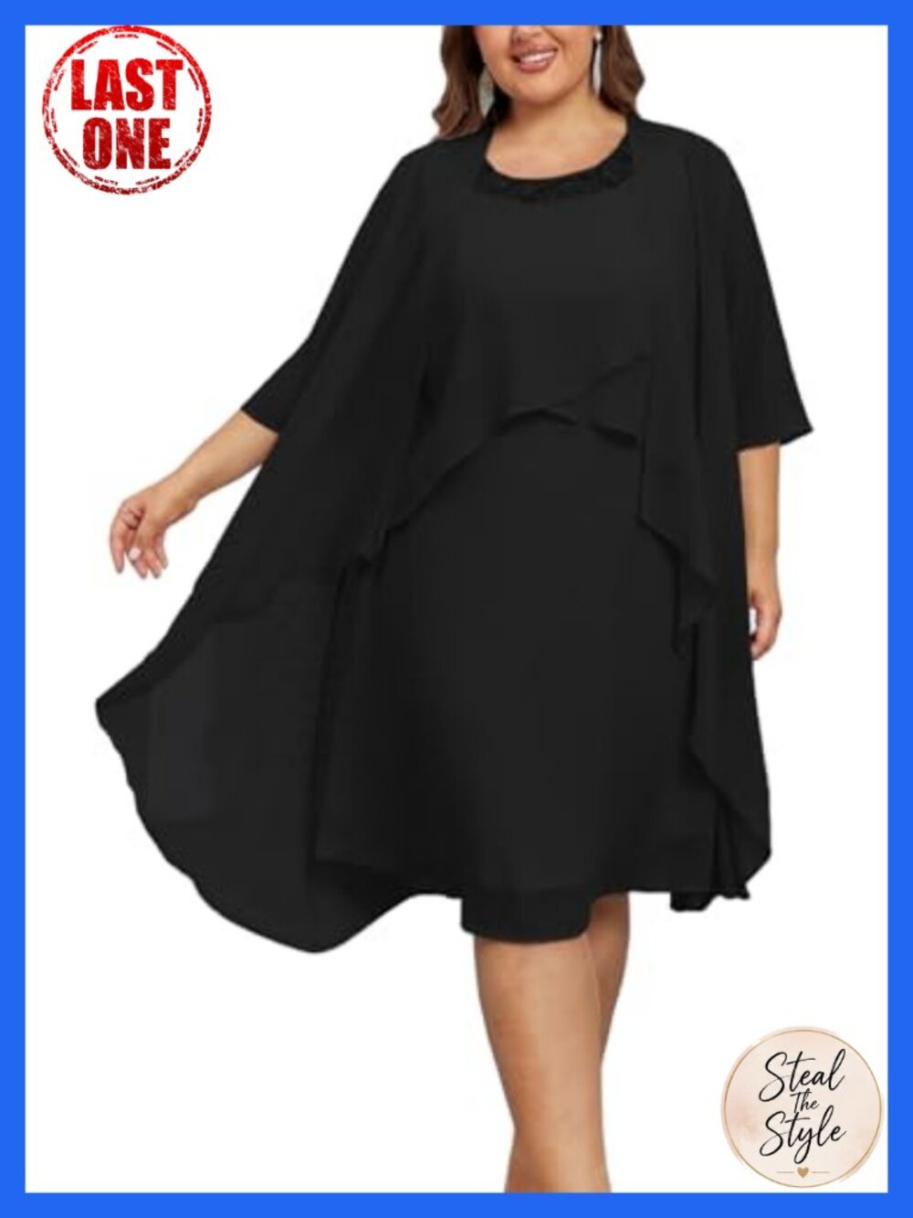 Plus Size 2 Piece Wedding Guest Dress with Jacket Flowy Mother of Bride